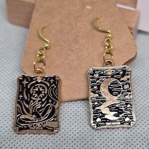 Gold and Black Tarot Earrings